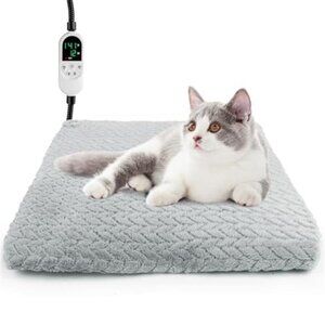 Heated Cat Bed Dog Warming Pad Adjustable Temperature Timer Soft Pet Electric